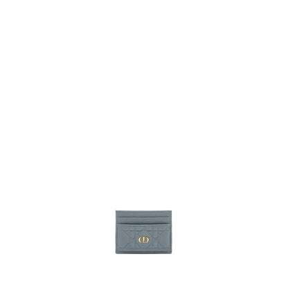 Dior Caro Five-Slot Card Holder Calfskin Grey