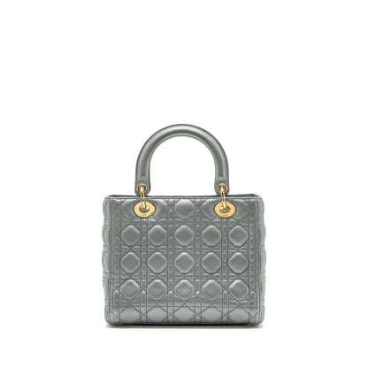 Dior Medium Lady Dior Lambskin Silver