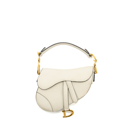 Dior Mini Saddle Purse Calfskin White Brushed