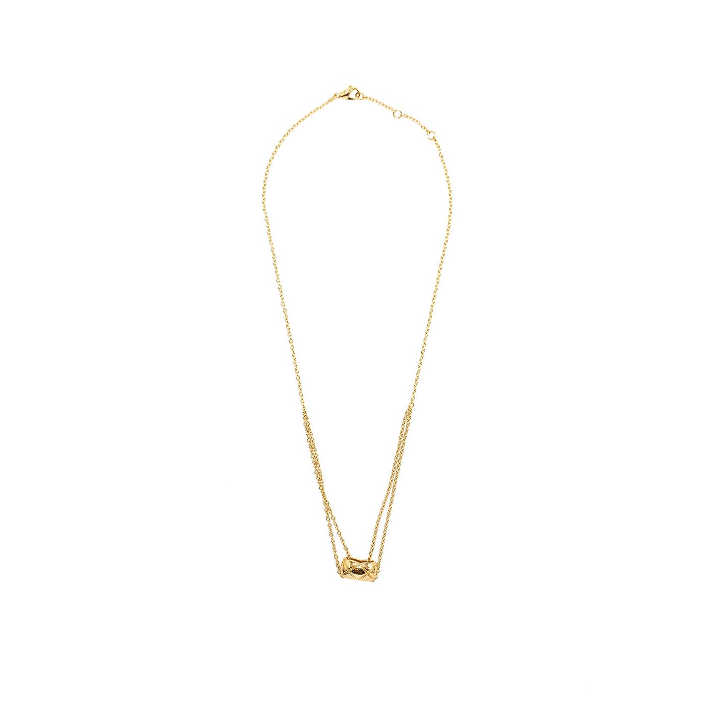 Chanel Coco Crush Necklace Quilted Motif Yellow Gold