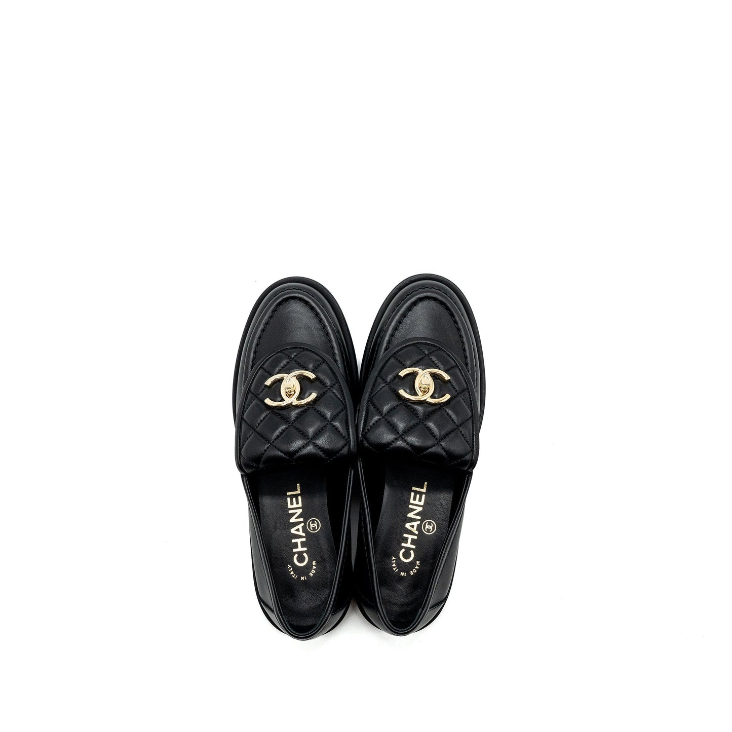 Chanel size 36 CC Turnlock loafers black LGHW