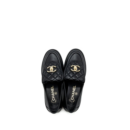 Chanel size 36 CC Turnlock loafers black LGHW