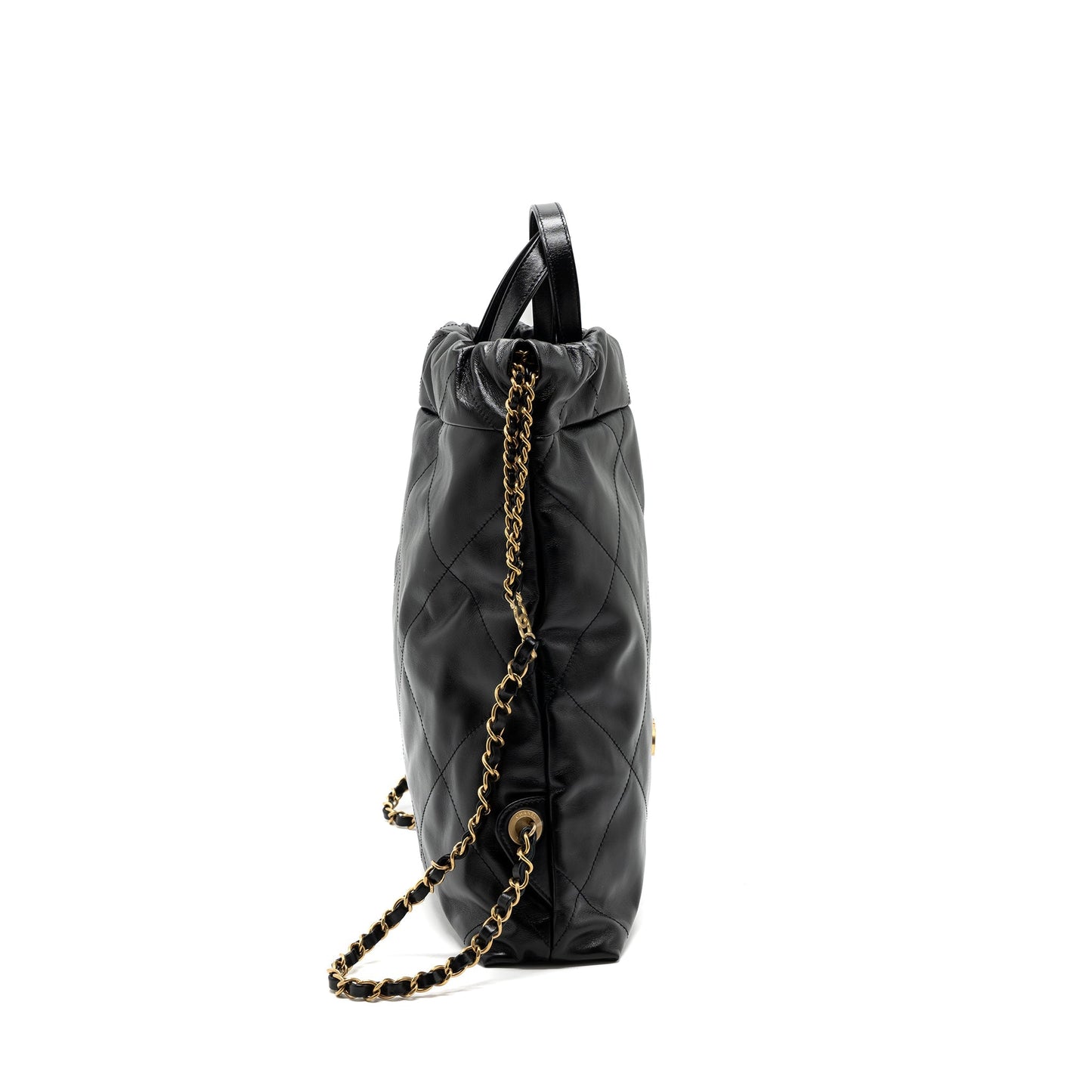 Chanel 22 Backpack Shiny Calfskin Black GHW(Microchip)