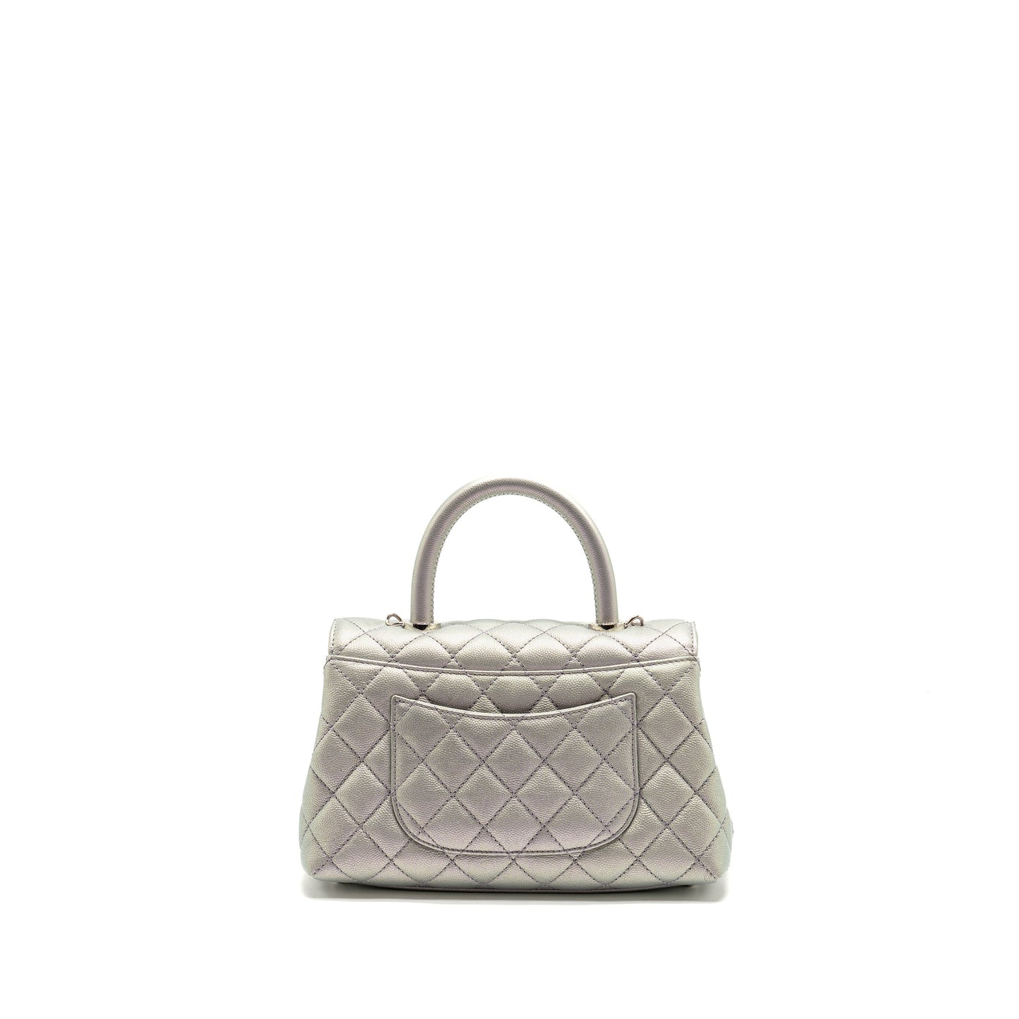 Chanel Small Coco Handle Caviar Iridescent Light Blue Multicolour Hardware(microchip)