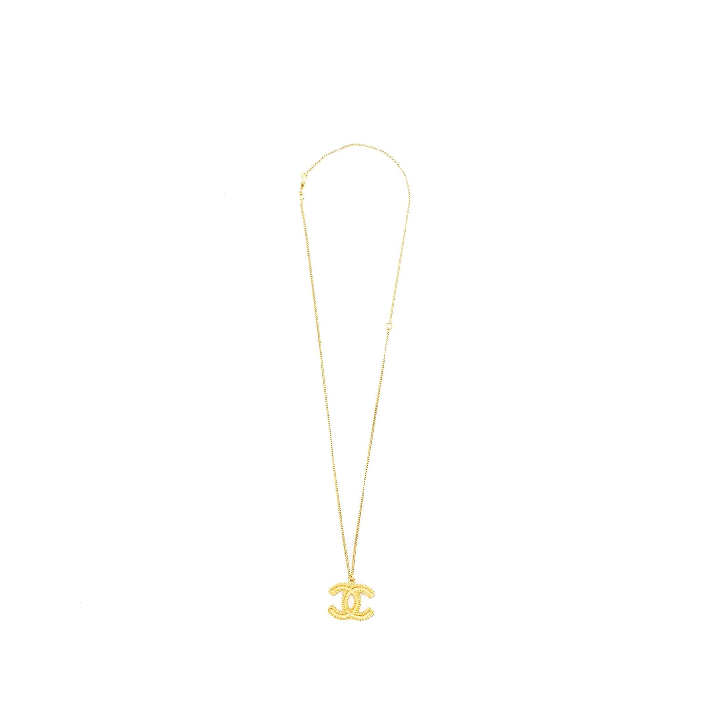 Chanel CC Logo Long Necklace Gold Tone