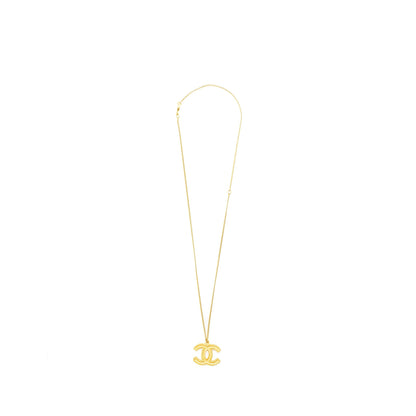 Chanel CC Logo Long Necklace Gold Tone