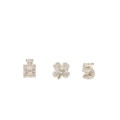 Chanel 3 Pin Roach Perfume Bottle/Clover/No.5 Crystal Silver tone