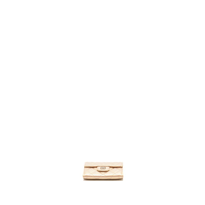 Chanel Quilted small classic flap wallet / card holder calfskin iridescent pink SHW