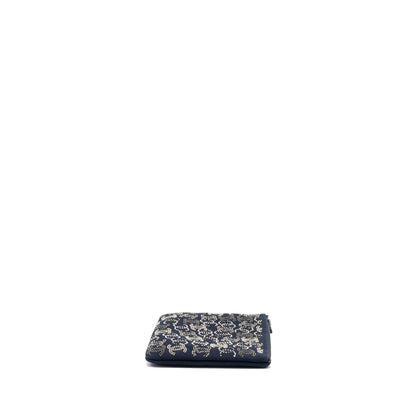 Chanel Double Side Zip Pouch/Zip Clutch Fabric Black Ruthenium Hardware
