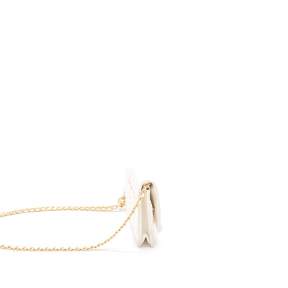 Chanel Pearl Crush Wallet on Chain Lambskin White Brushed GHW (Microchip)
