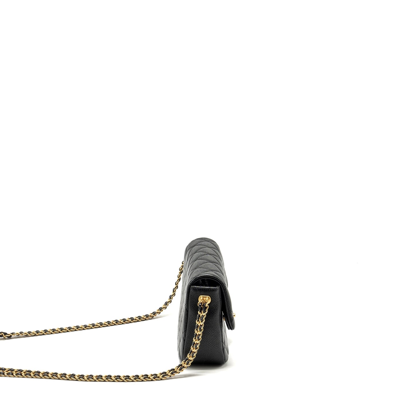 Chanel 21A Detailed Chains Flap Bag Caviar Black GHW (Microchip)