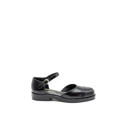 Chanel Size 36.5 Mary Janes Shoes Shiny Goatskin Black LGHW