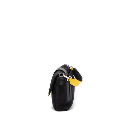 Fendi 20FW Large Baguette Purse Nylon/Leather Black/Yellow