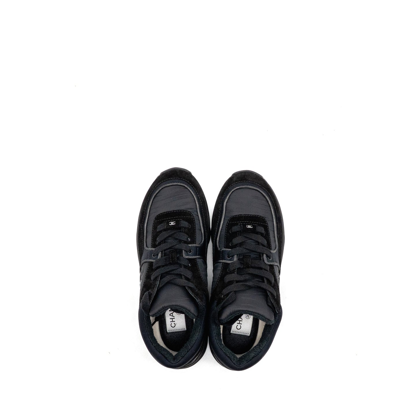 Chanel Size 37 CC Sneakers Suede/Fabric Black