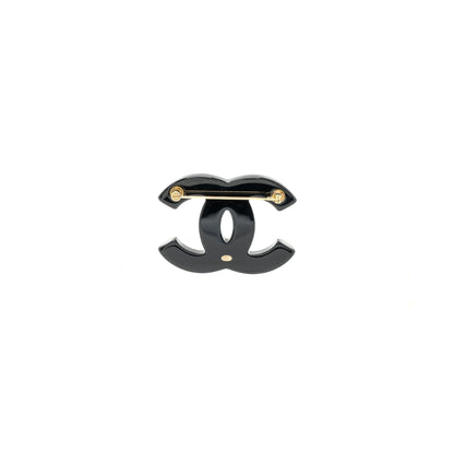 Chanel CC logo Brooch Acrylic Black LGHW