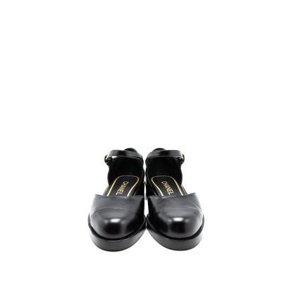 Chanel Size 36.5 Mary Janes Shoes Shiny Goatskin Black LGHW