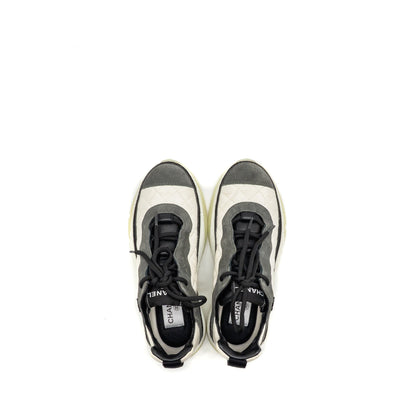 Chanel Size 37 CC and Letter Logo Sneakers Suede/Fabric Black/White