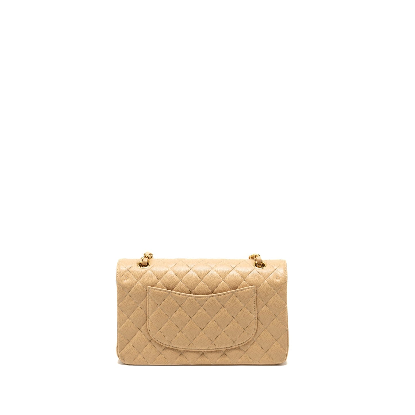 Chanel Medium Classic Double Flap Bag Caviar Beige GHW (Microchip)