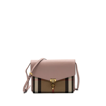 Burberry house check crossbody Purse canvas / calfskin leather multicolor light pink