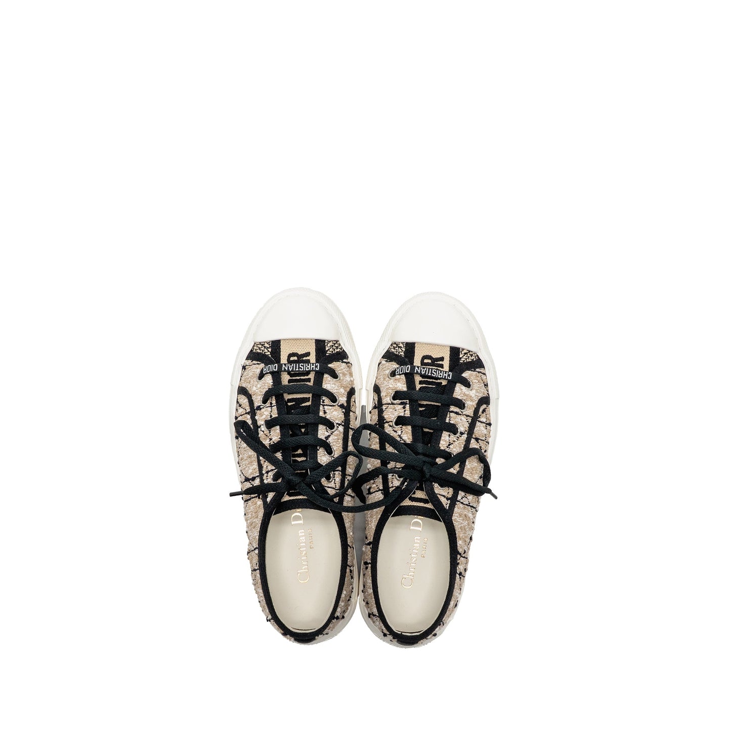 Dior Size 37.5 WalkânâDior Platform Sneaker Tweed/Leather Beige/Black