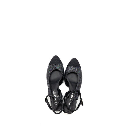 Chanel size 37 sling back sequins black