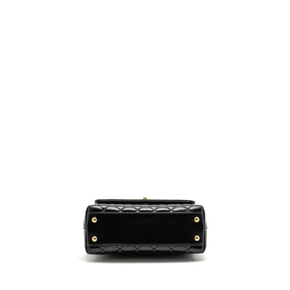 Chanel Detailed Metal Handle Small Coco Handle Flap Bag Calfskin Black GHW (Microchip)