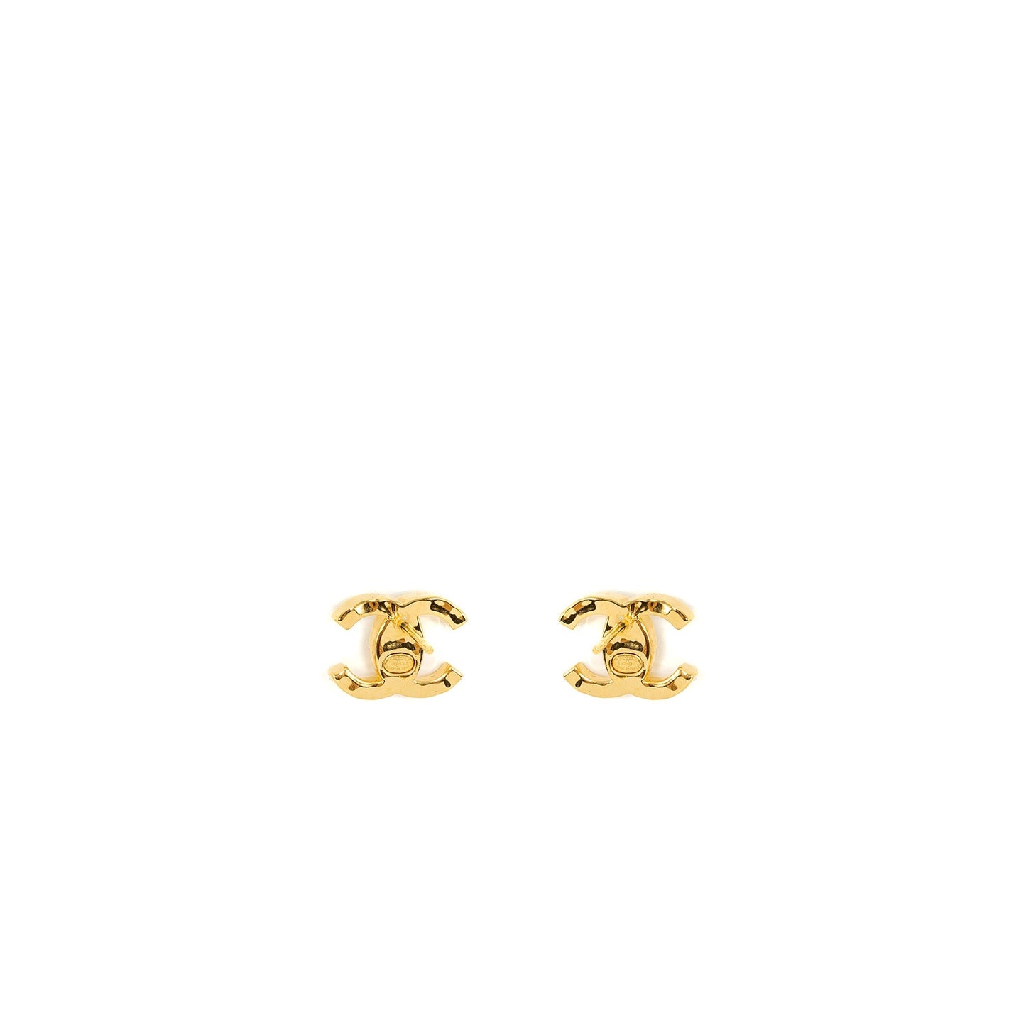 Chanel CC logo with crystal earrings gold tone