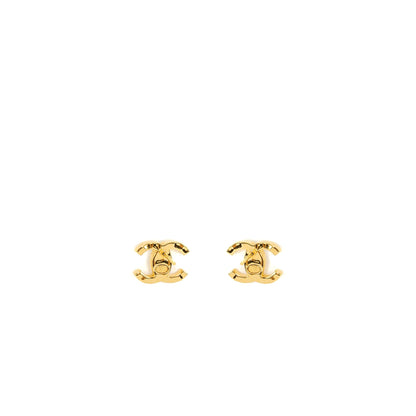 Chanel CC logo with crystal earrings gold tone