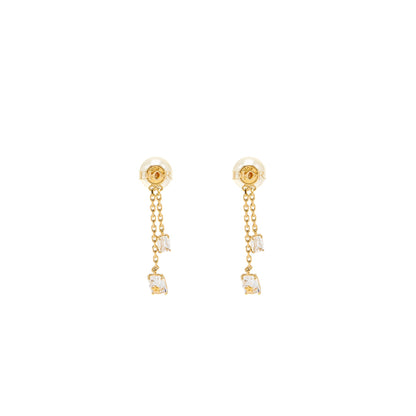 Dior Crystal Dropped Pearl Earrings Gold Tone