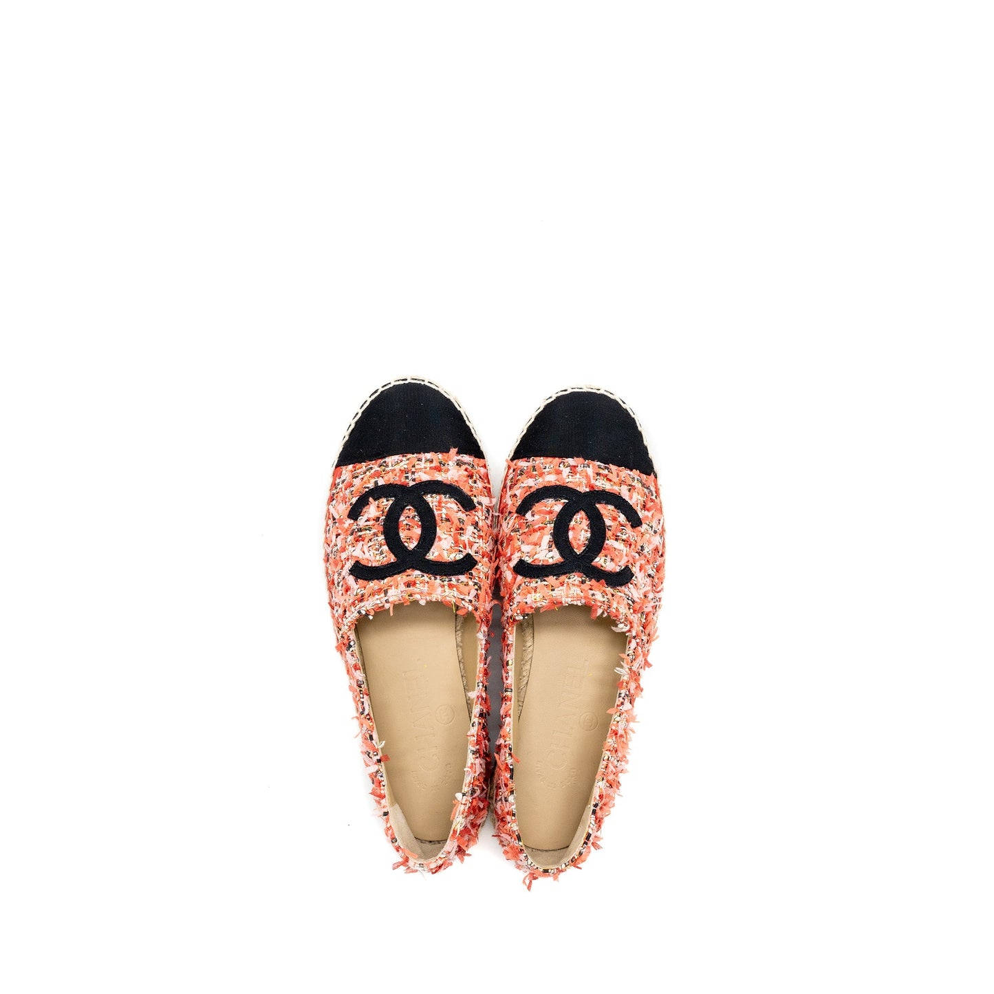 Chanel Size 35 Espadrilles tweed pink / black