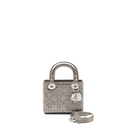 Mini Lady Dior Stain Crystal Grey