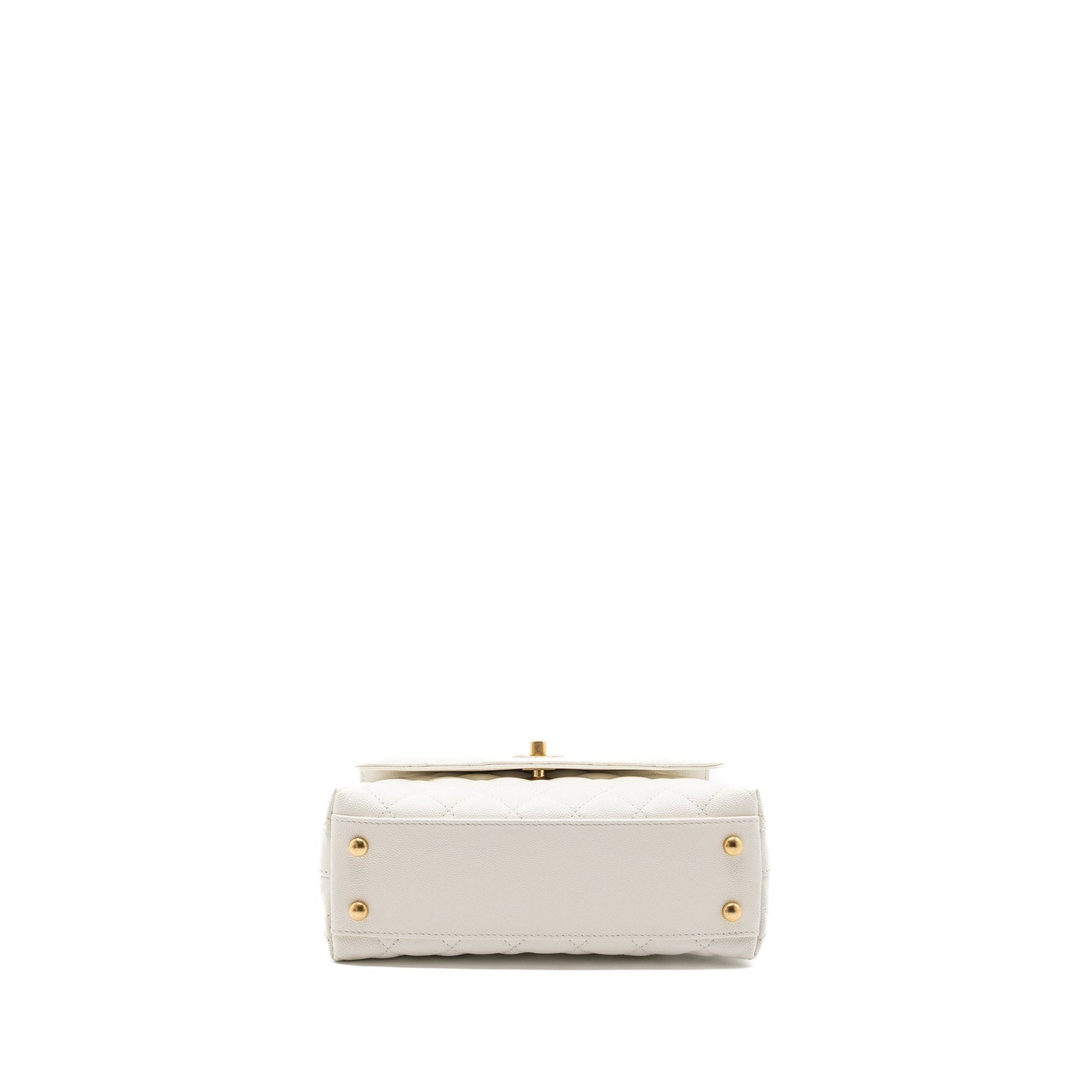 Chanel 23P detailed top handle Small coco handle caviar white GHW (microchip )