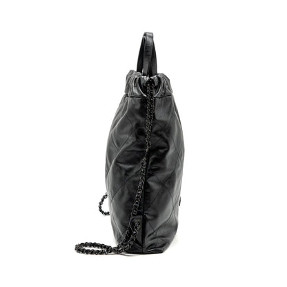 Chanel 22 backpack calfskin so black / black hardware (microchip)