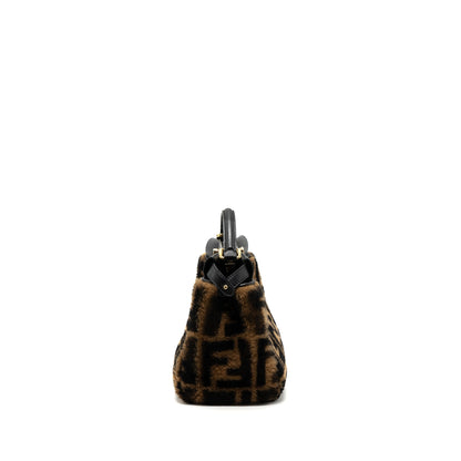 Fendi Mini Peekaboo Shearling Brown/ Black
