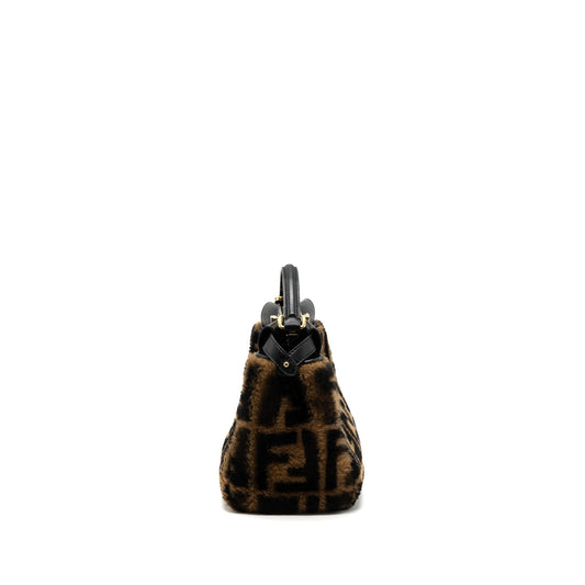 Fendi Mini Peekaboo Shearling Brown/ Black