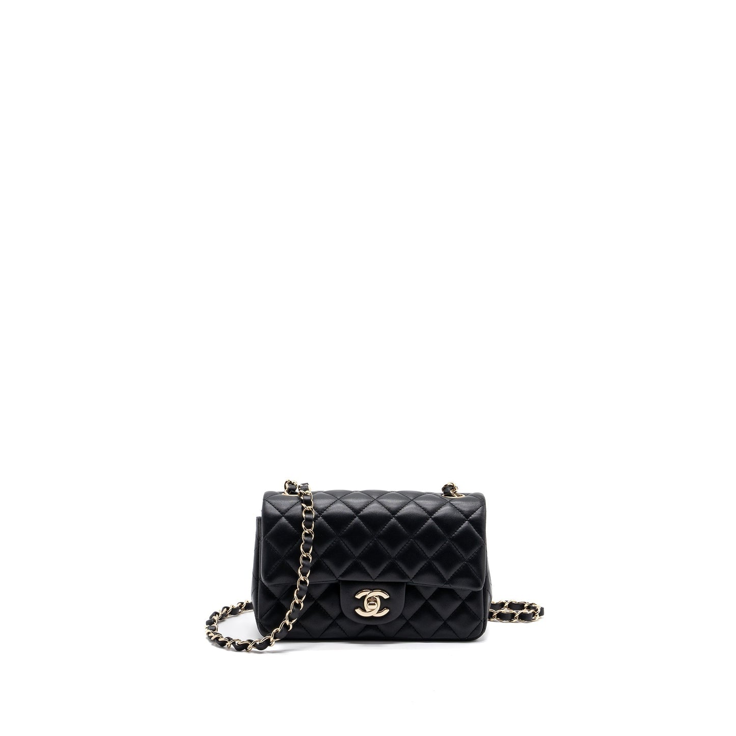 Chanel mini rectangular Flap Bag Lambskin Black LGHW
