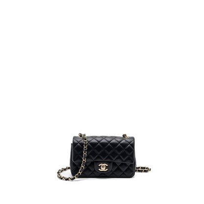 Chanel mini rectangular Flap Bag Lambskin Black LGHW