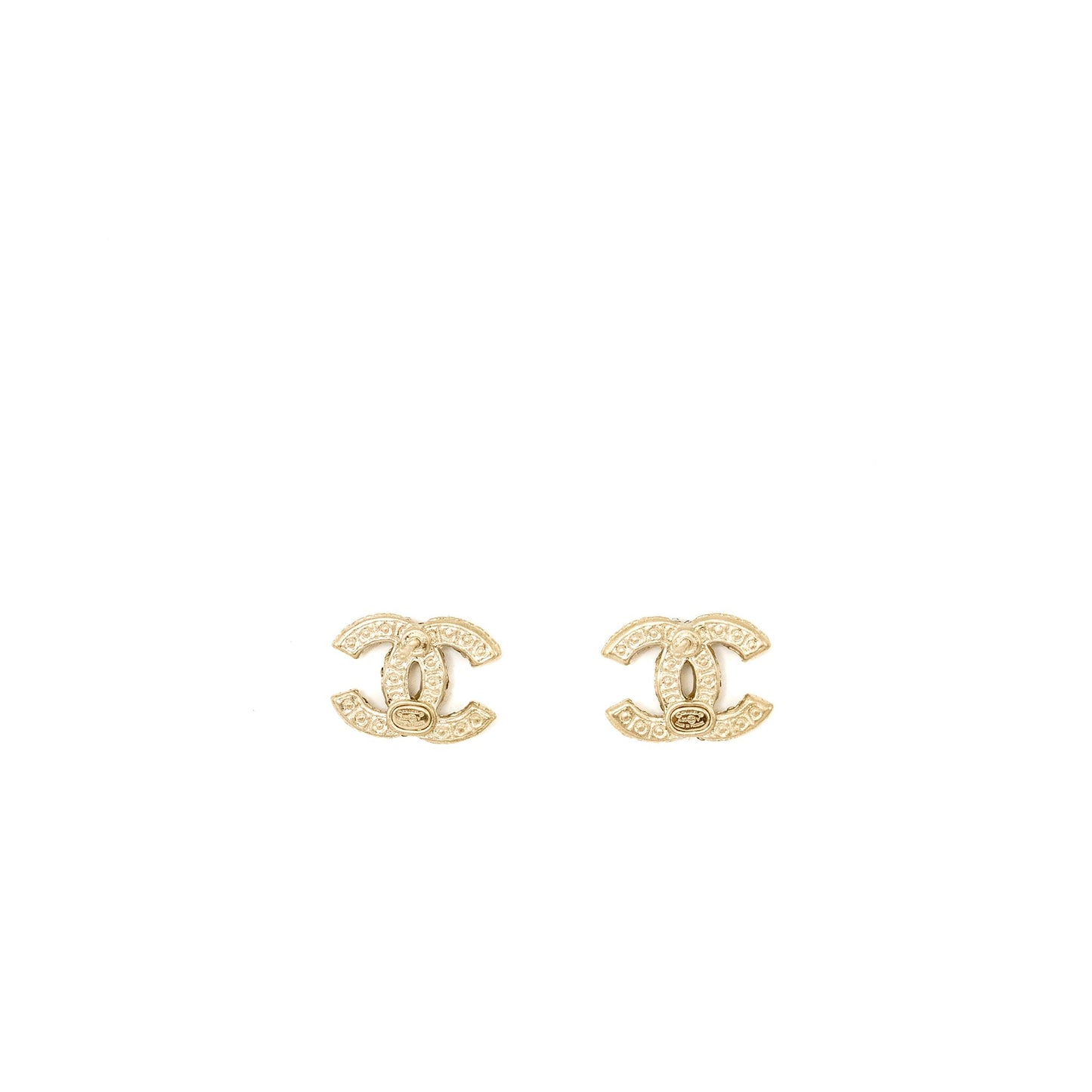 Chanel CC Logo Earrings Pearl/Crystal Light Gold Tone