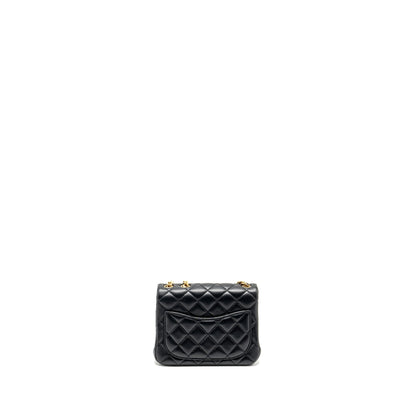 Chanel Camellia Adjustable Chain Mini Square Flap bag Lambskin black GHW (microchip)
