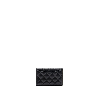 Chanel quilted medium flap compact wallet caviar black GHW (microchip)