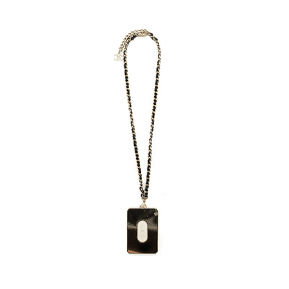Chanel 21A Long Necklace Card Holder Leather Chain White LGHW