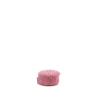 Chanel Round Clutch With Chain Tweed Pink/Multicolour LGHW