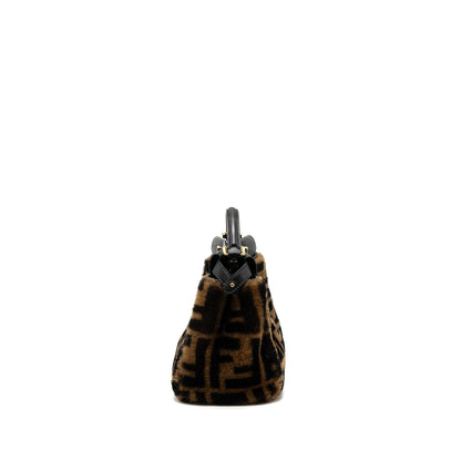 Fendi Mini Peekaboo Shearling Brown/ Black