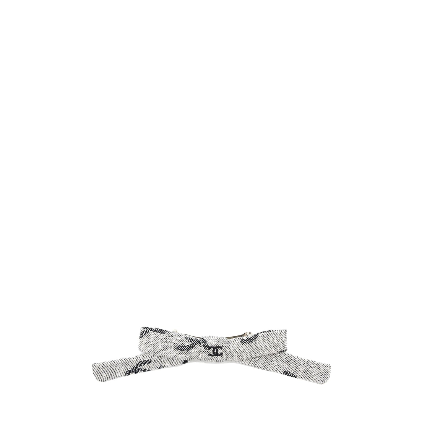 Chanel bow tie hair clip grey / black