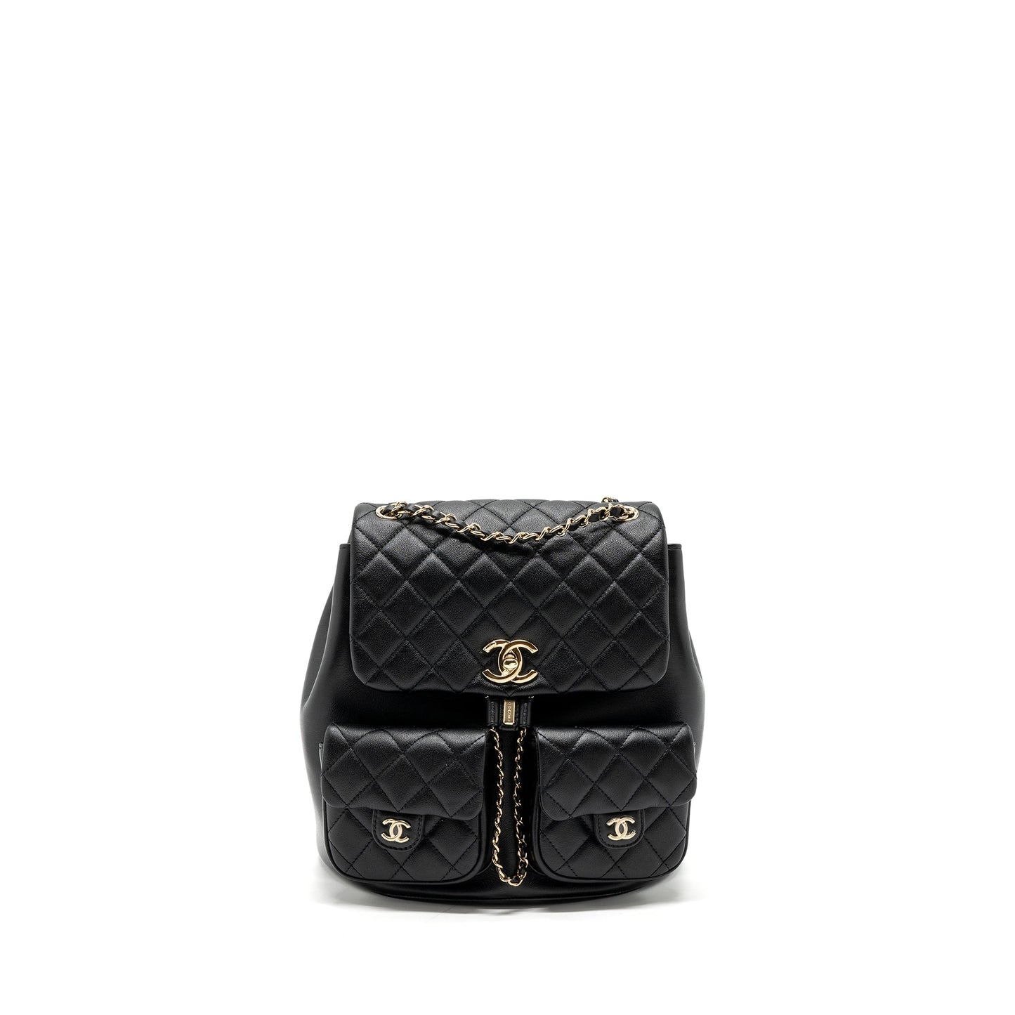 Chanel 23A Triple Pack Backpack Calfskin Black LGHW (microchip)