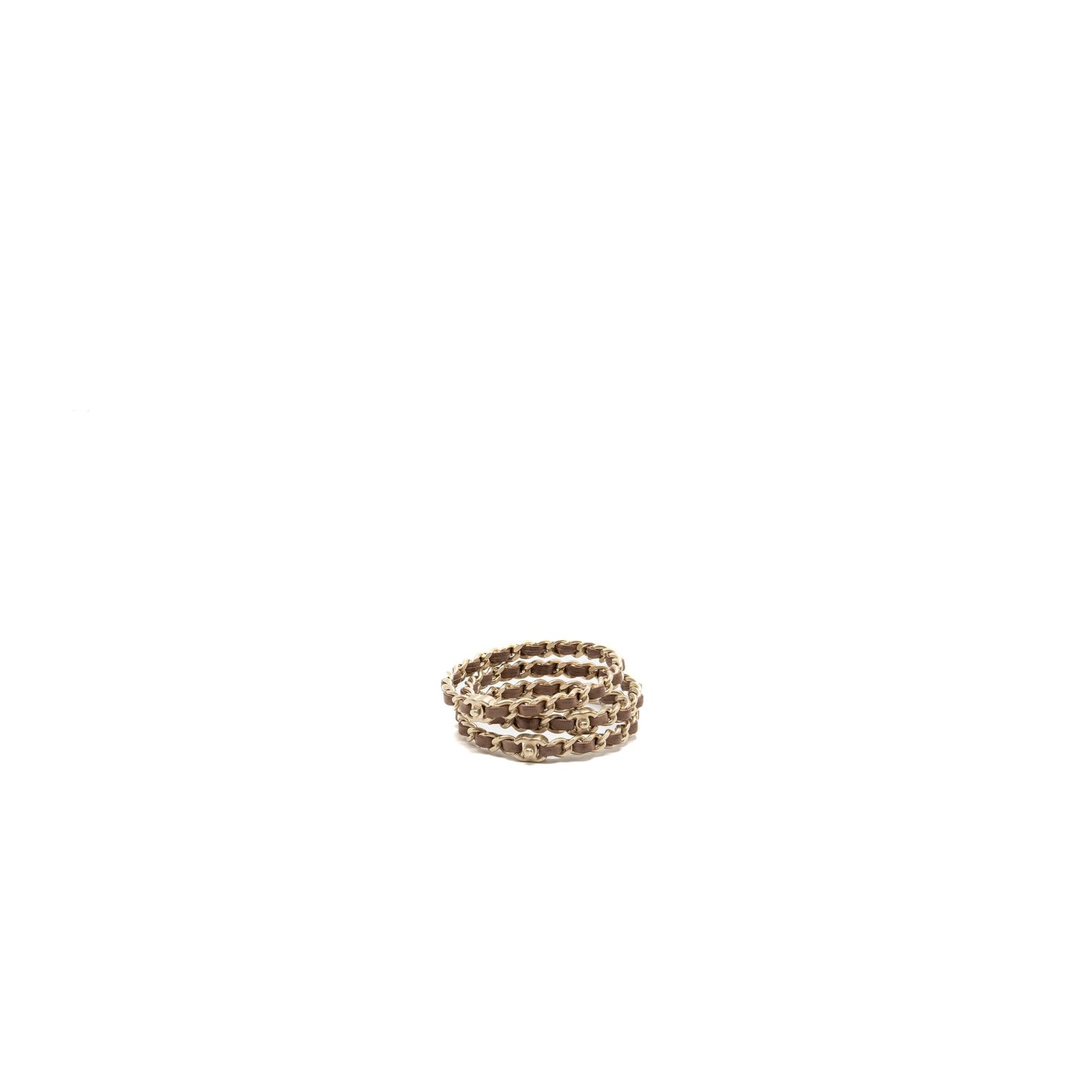 Chanel 3 Leather Chain/cc Logo Bracelet Dark Beige Brush GHW