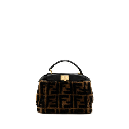 Fendi Mini Peekaboo Shearling Brown/ Black