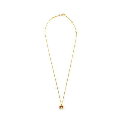 CELINE Triomphe Cube Crystal Necklace Gold Tone