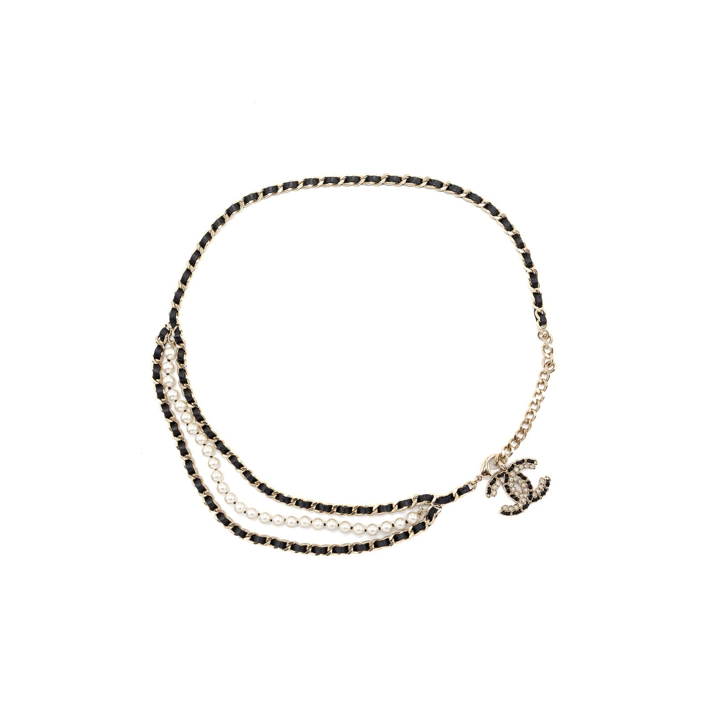 Chanel detailed CC logo chain belt black LGHW