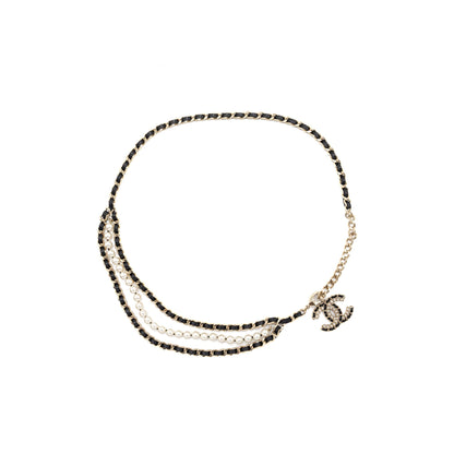 Chanel detailed CC logo chain belt black LGHW